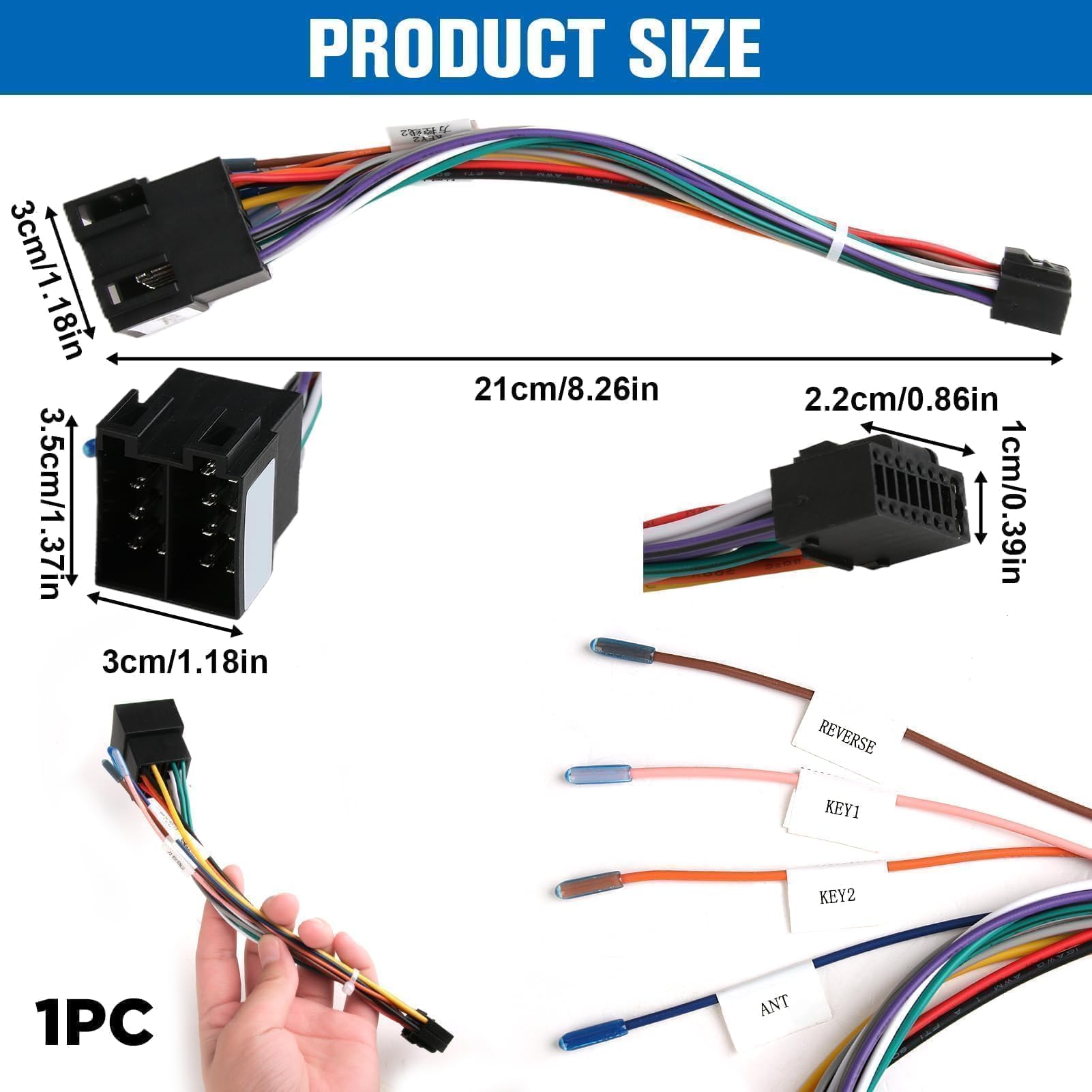 Câble Adaptateur 16 Broches Vers ISO Avec Commande Au Volant - Plug & Play Pour Autoradio Android !