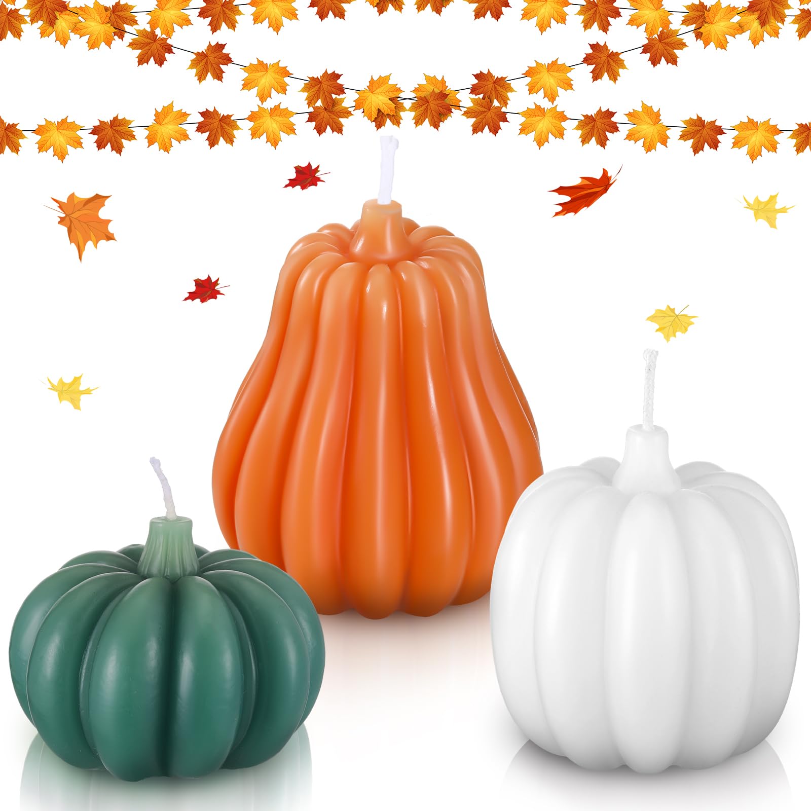 3 Pieces Thanksgiving Pumpkin Shaped Scented Candles Fall Pumpkin Soy Candles Pumpkin Tealight Candles Home Decor Pumpkin Candle Handmade Wax Candle for Bedroom Bathroom Party (Mixed Colors)