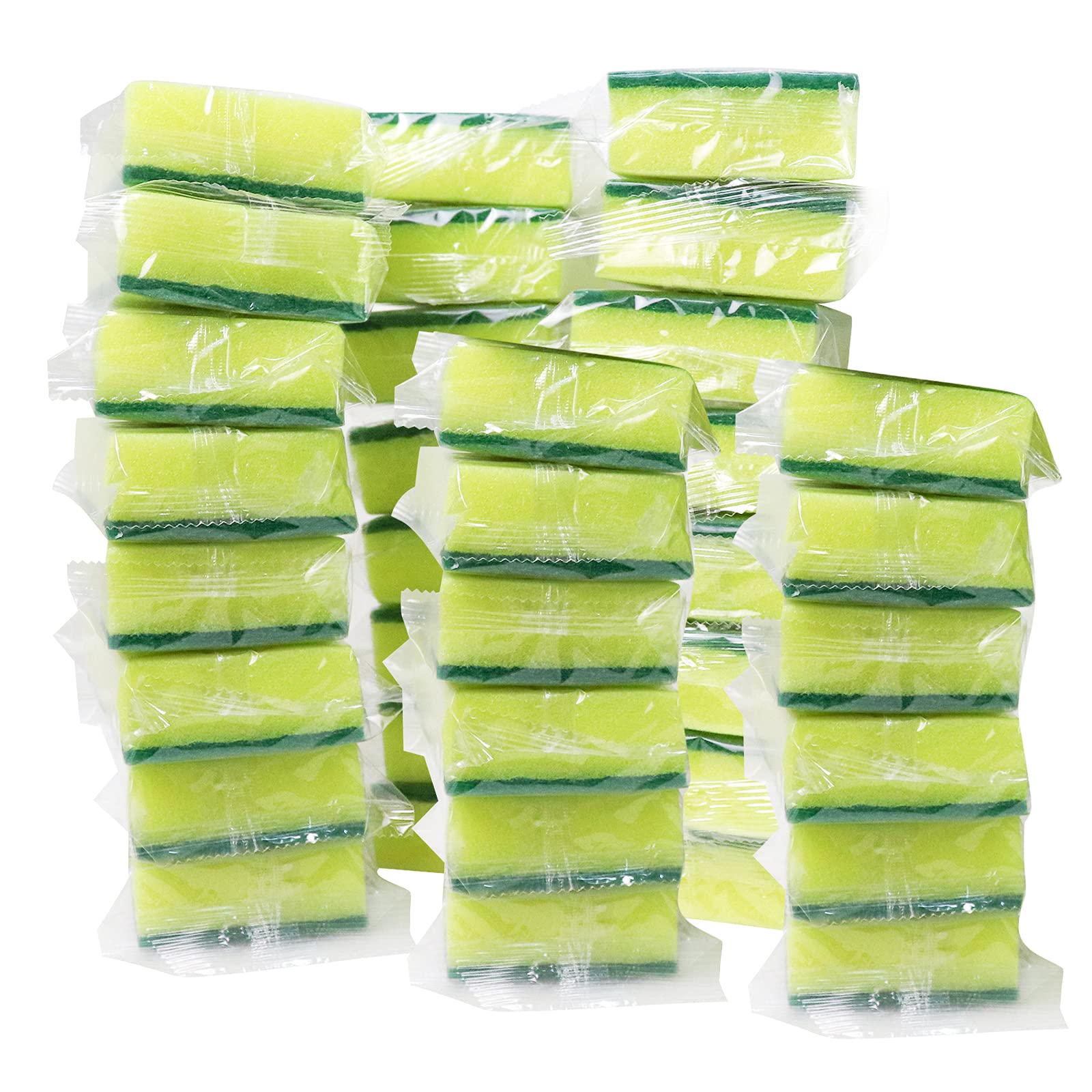 Sadocom36 Pack Dishwashing Sponge Individually Wrapped, Non Scratch Scrub Sponges Scouring Pad for Household Cleaning, Sink, Pots, Pans, Kitchen,Hotel,Car.