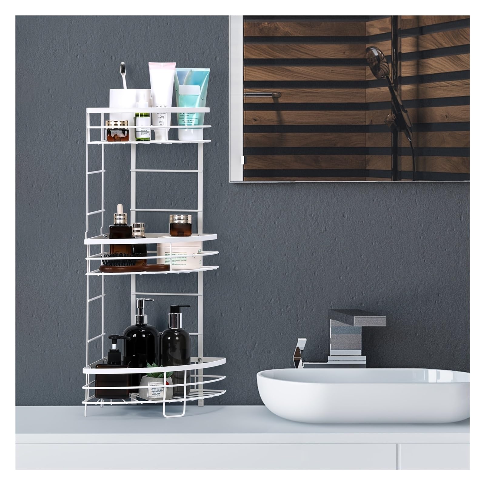 syyymx Corner Shower Caddy 3 Tier Shower Organizer Shelf Stainless Steel Floor Corner Shower Bathroom Shelves Stand Rack — view 3
