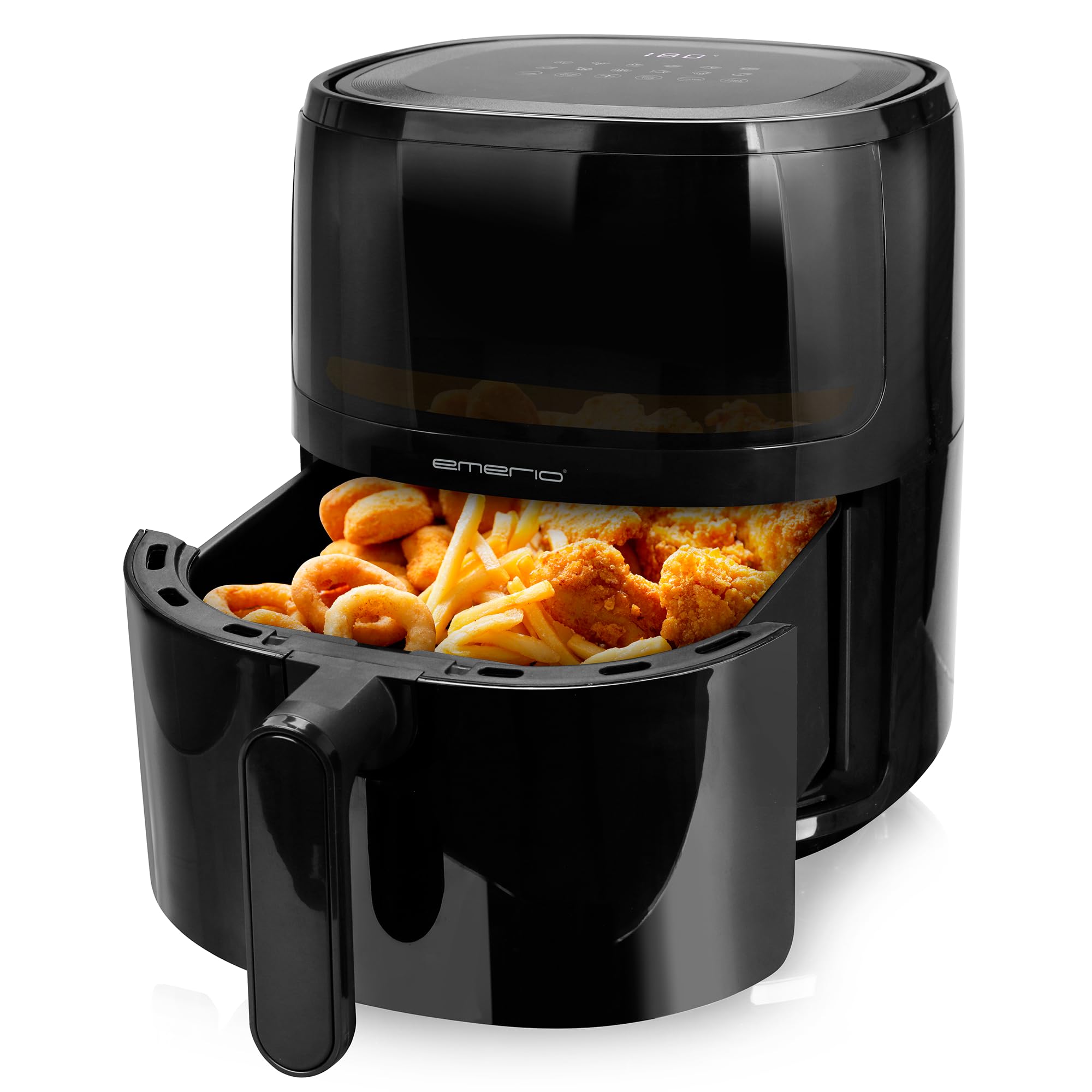 Emerio AF-129329.3 AirFryer - Freidora digital de aire caliente con ventana de visualización, volumen 5 L, 1500 W, color negro