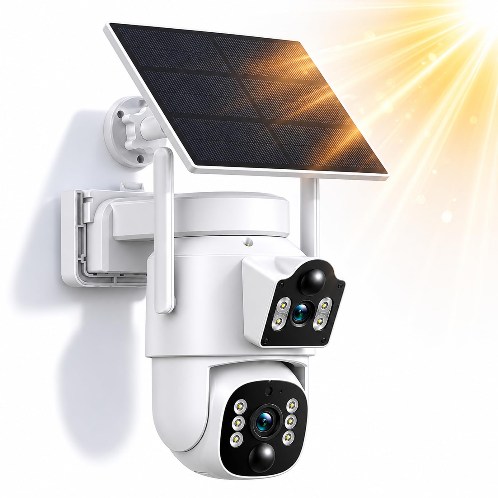 Camcamp Dual Lens Solar Security Cameras Wireless Outdoor System, 1 Camera (2 Views), 2.4/5 GHz WiFi, 2K Color Night Vision, 2-Way Audio, APP Remote, 0 Monthly Fee-image-1