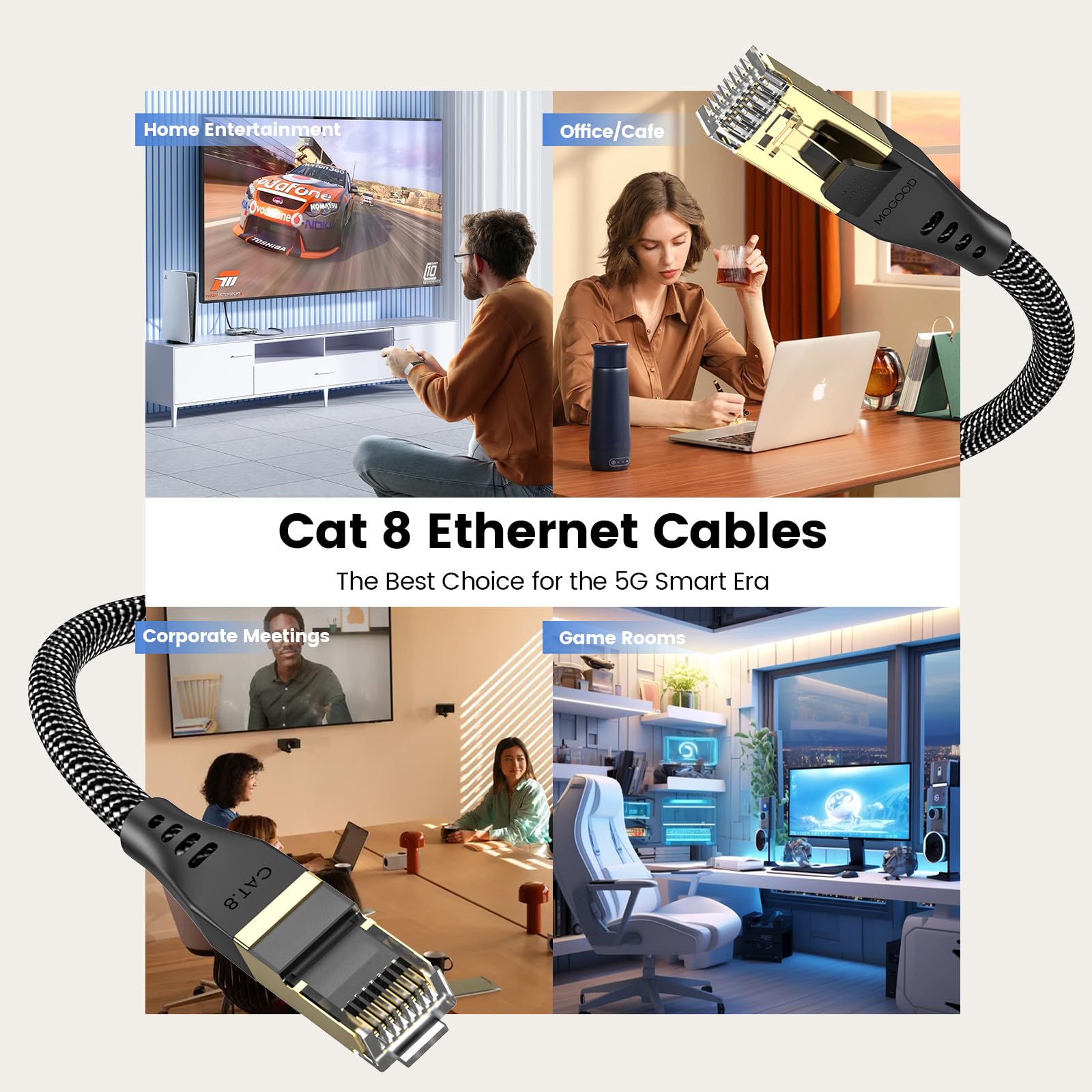 Cavo Ethernet Cat 8 MOGOOD 2 Metri - 40Gbps, 2000MHz, RJ45, Retrocompatibile, Per Gaming E Streaming - Foto 8