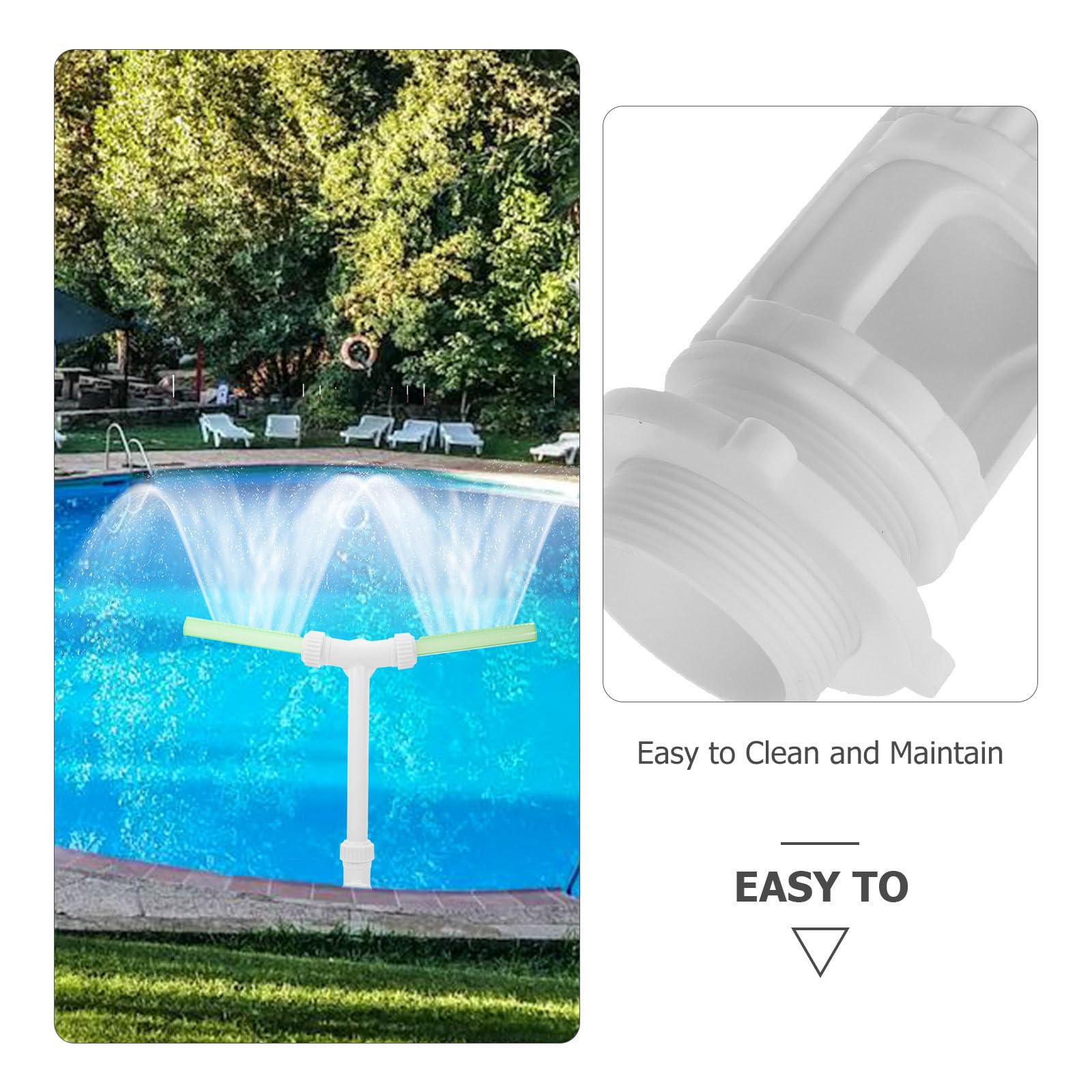 USHOBE Fuente de Piscina Doble Cabeza Aspersores Ajustables para Estanques y Piscinas, Estructura Resistente de Plástico y Sistema de Enfriamiento con Iluminación Clara