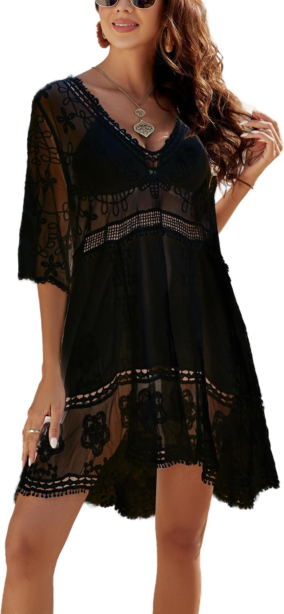 Swimsuit Coverups for Women Lace Beach Cover Up Bathing Suit Swim Dress
