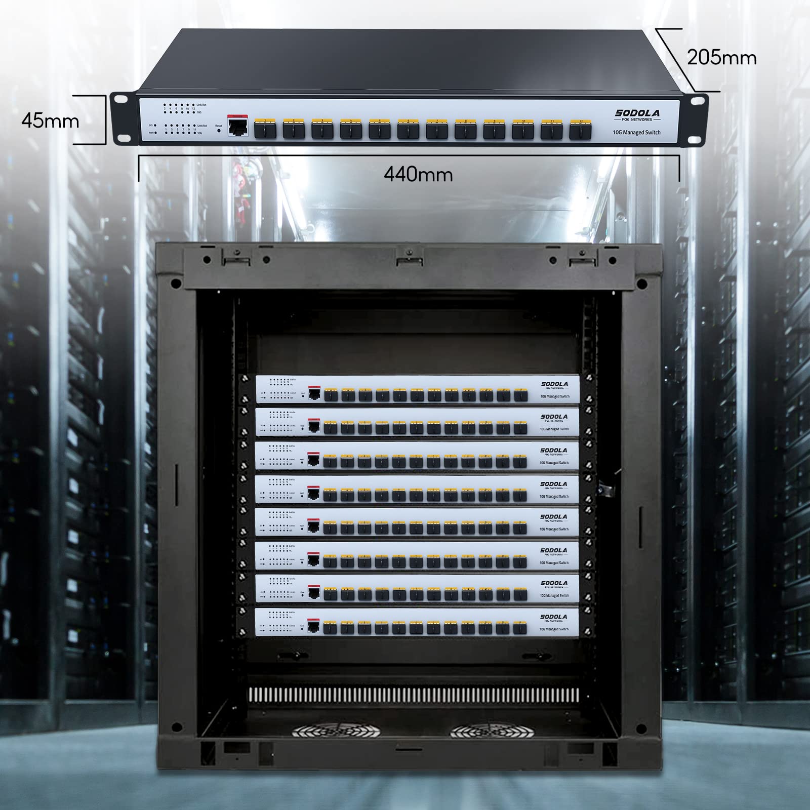 SODOLA 12-Port SFP+ L2 Managed Switch