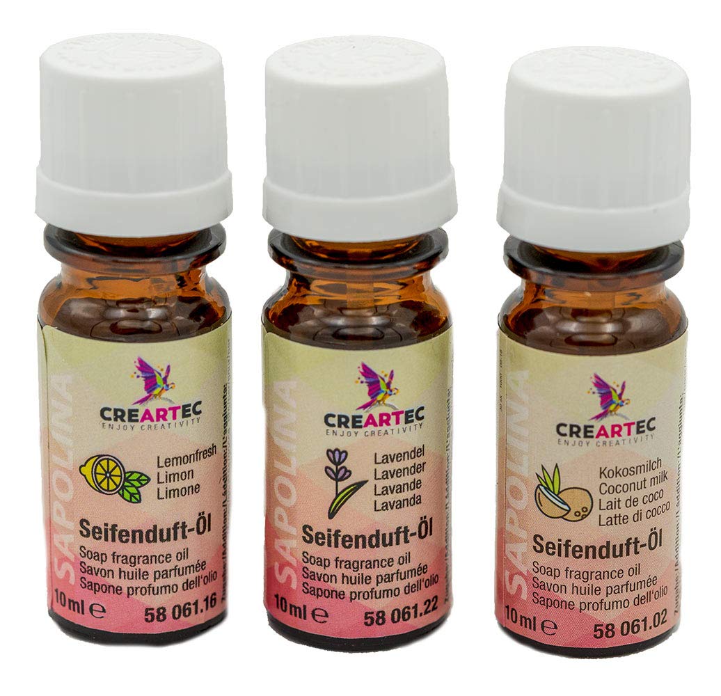 Artidee CREARTEC - Set di 3 - Sapone al Profumo di Olio - 3x10ml - Estate consiste in Lavanda, Latte di Cocco & Limone - Made in Germany