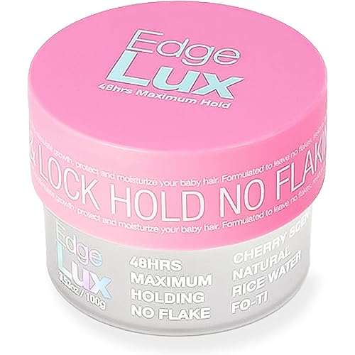 Edge Lux Edge Control Gel with Castor Oil, Keratin, Biotin, and Olive Oil - 48 Hour Maximum Hold, Non-Flaking, Non-Greasy, Scented, Conditioning Styling Gel for All Hair Types