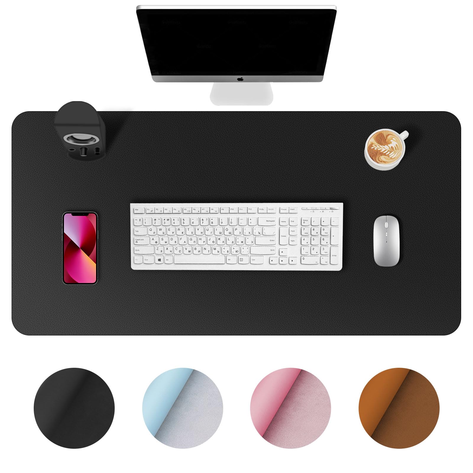 Desk Pad,Large Mouse Pad, Non-Slip PU Leathers Writing Pad,Desktop Protection Pad,Computer Desk Pad, Waterproof Table Mat, Desk Mat for Office and Home Writing (Black;31.5"x 15.7")