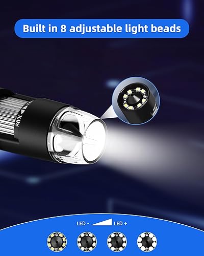 Miniatura 2 de Microscopio digital inalámbrico de mano USB HD Cámara de inspección de 50 x 1000 x aumento con soporte compatible con iPhone, iPad, Samsung Galaxy,