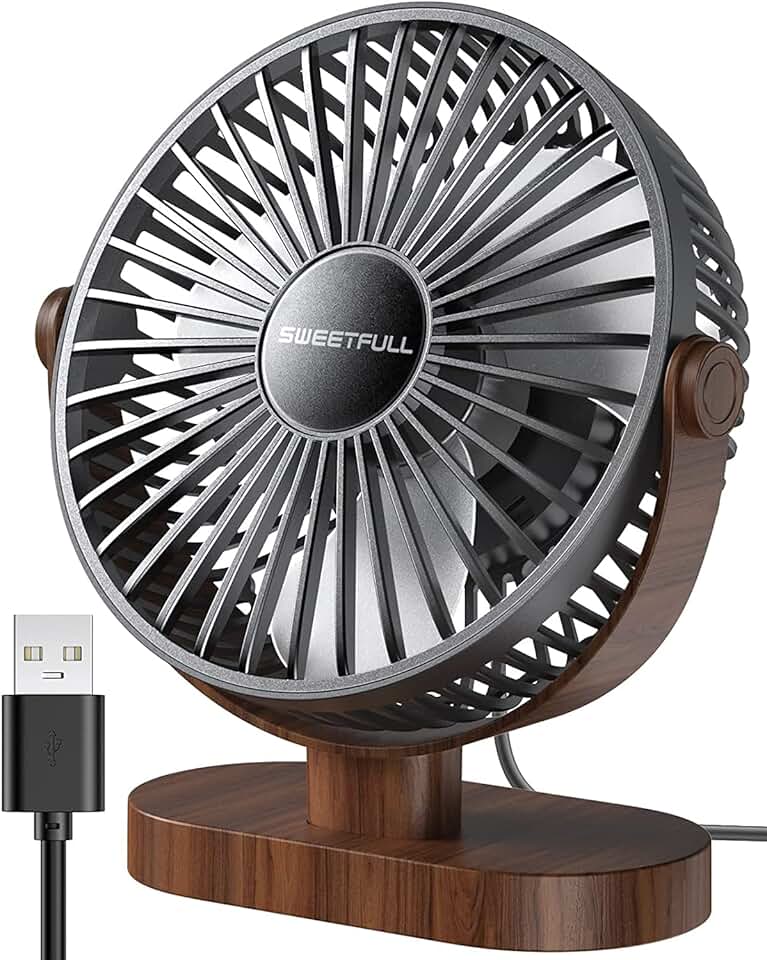6.5 Inch USB Small Desk Fan 3 Speeds Quiet Portable