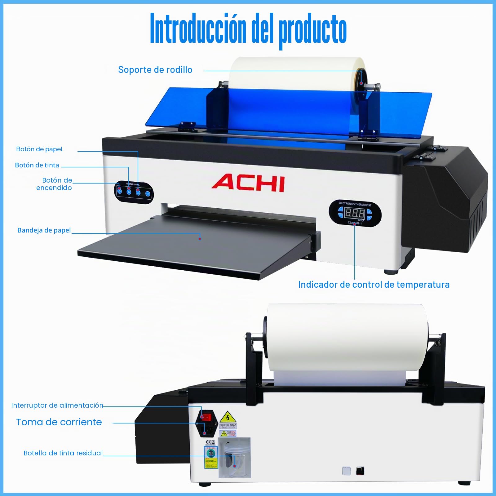 Kit de impresora DTF R1390 con horno, juego de tinta de 250 ml, rollo de películas de 100 m y accesorios