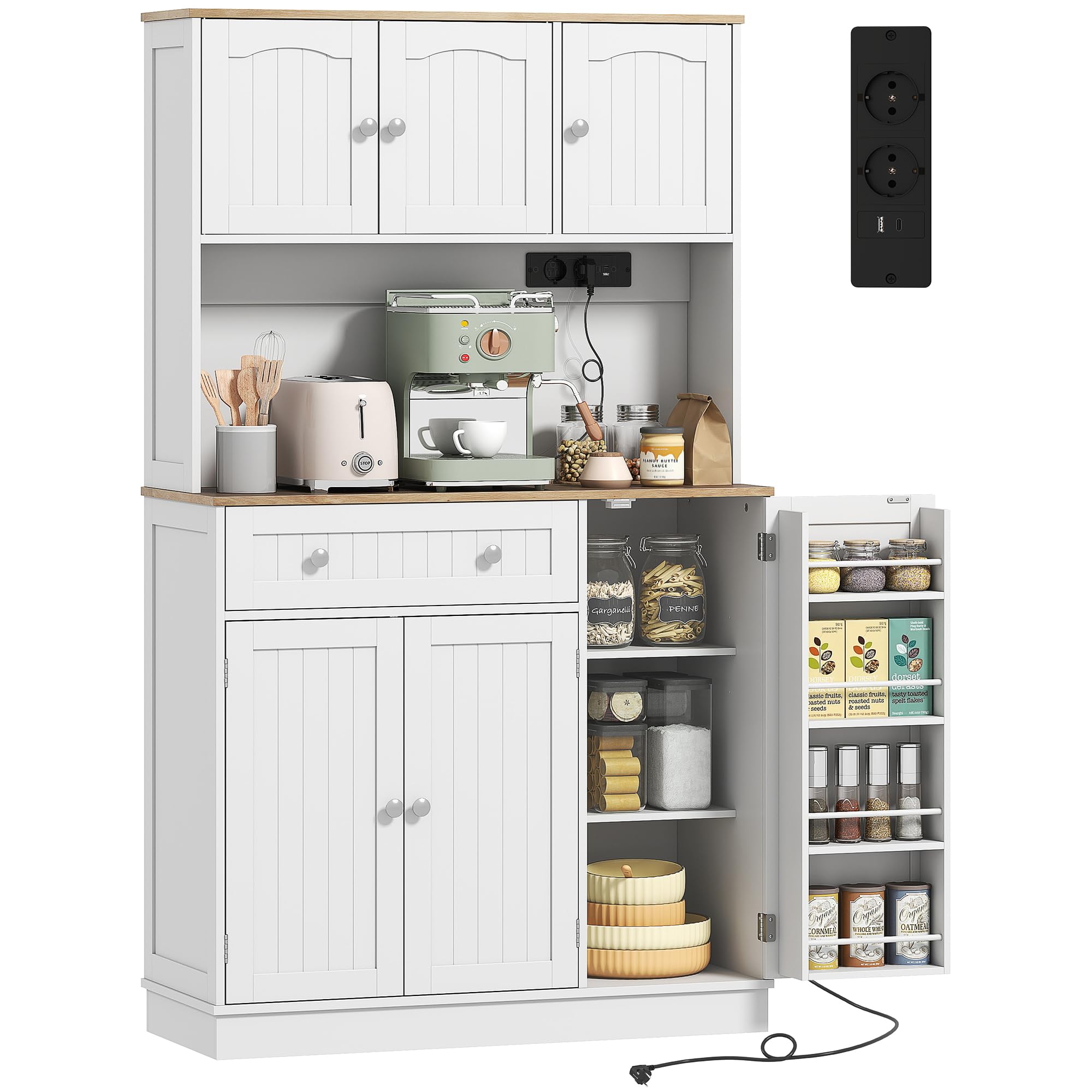homcom buffet haut cuisine avec station