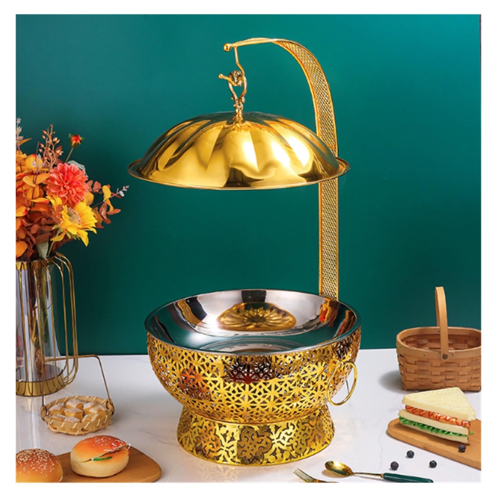 Scaldavivande for Buffet Scaldavivande di Lusso | Elegante scalda buffet scavato for matrimoni, feste, catering ed eventi(8L)
