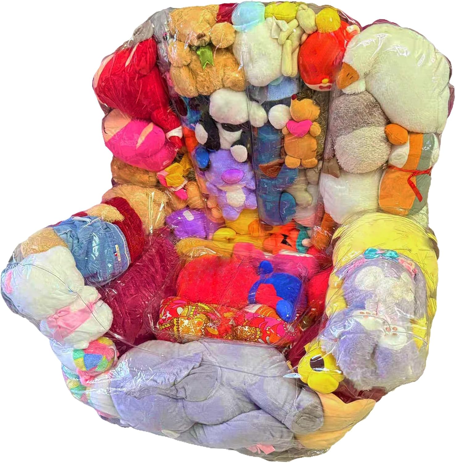 Clear Stuffed Animal Bean Bag Chair Cover for Kids, 35.4x23.6x31.5 in Waterproof PVC Plush Toys Storage Kids Beanbag Chair Cover with Zipper for Children Plush Toys Storage & Organizing
