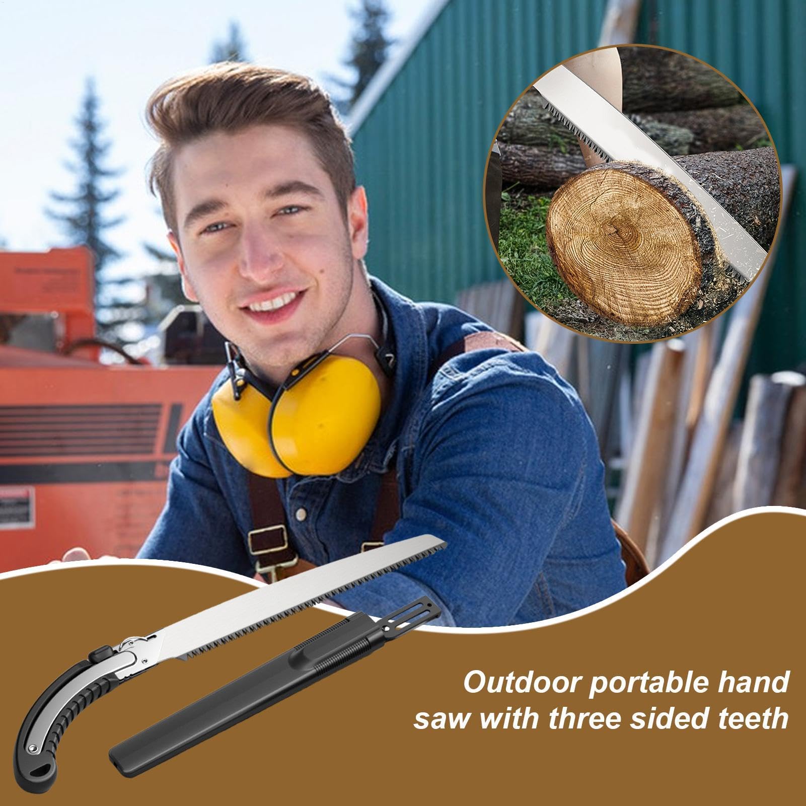 Sierra de mano para cortar árboles Sierra de mano robusta multiusos para | Herramienta de corte para madera Herramientas de carpintería para poda y tala, cortador de árboles versátil y