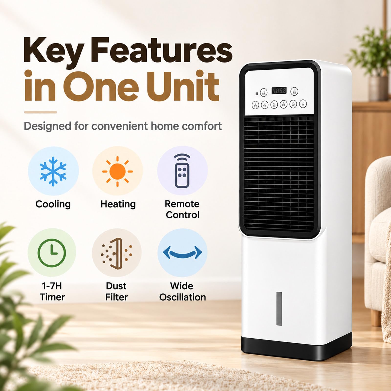 Climatiseur Portable avec Chauffage et Télécommande
