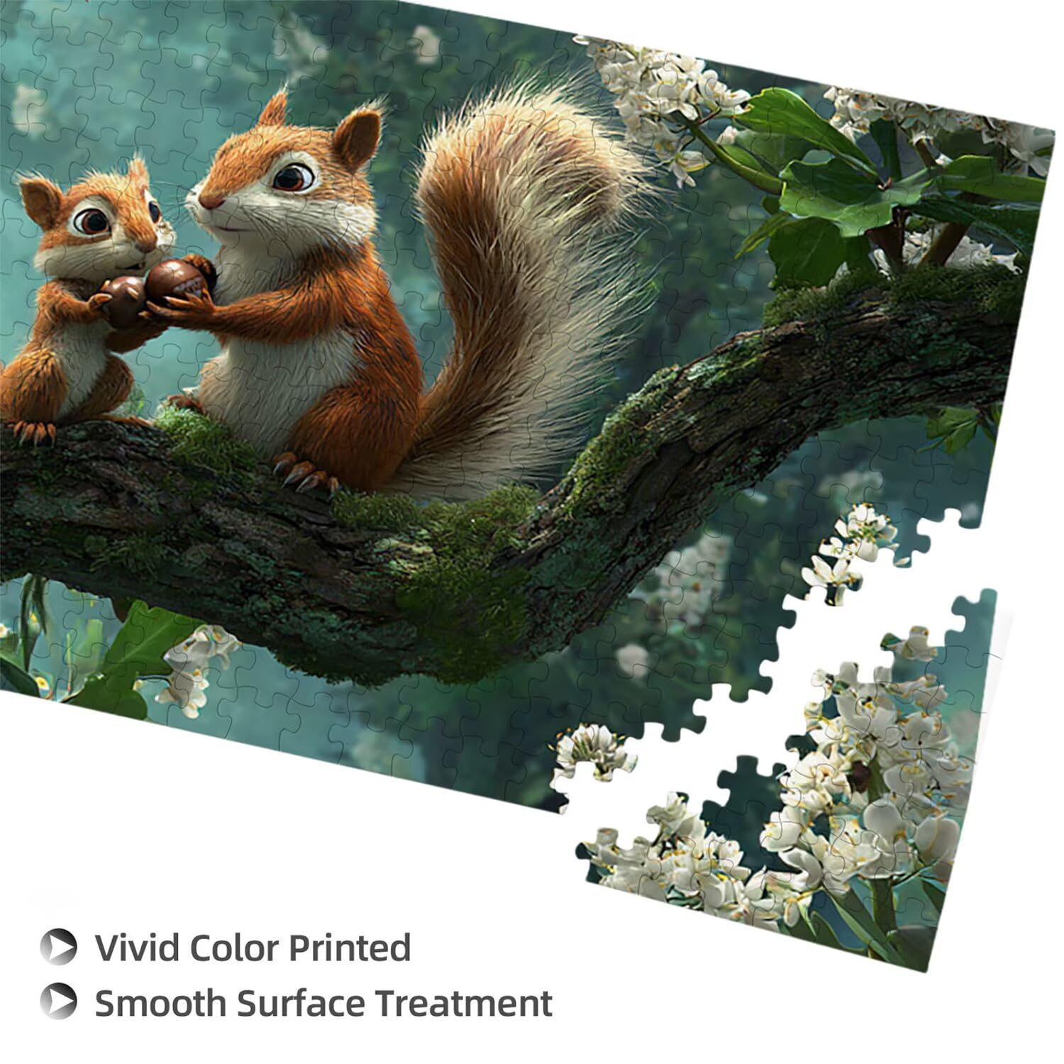 Puzzle de Madera para Adultos 1312 Piezas - Ardilla de Flores, Obra de Arte de Juego de Rompecabezas para Adultos, Puzzle de Impresión de Alta Definición Multicolor, Pasatiempo Creativo Regalo b-475