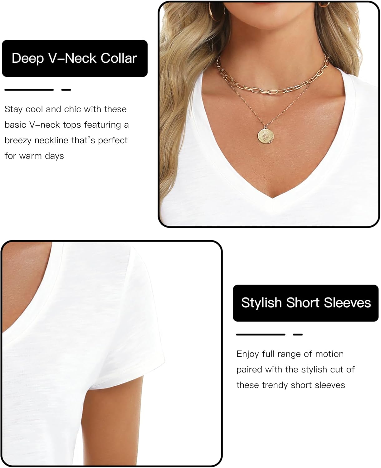 Stelle Womens Modal Soft T Shirts Short Sleeve V Neck Basic Tee Casual Loose Fit Tops Lightweight Soft Summer Outfits Clothes - Image 4