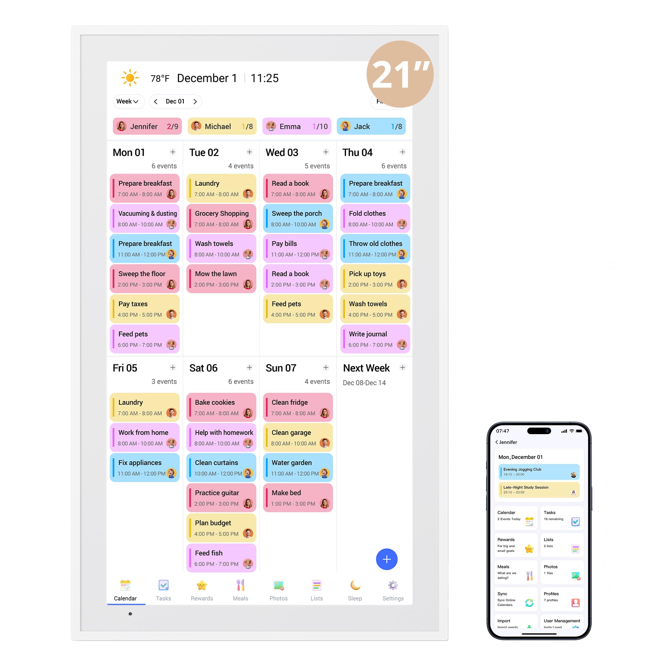 Photo 1 of Dragon Touch 21.5" Digital Calendar Chore Chart – 1080P Full HD Interactive Touchscreen, Smart Family Planner, Hearth Display Digital Calendar Wall & Desk Mountable for Seamless Scheduling