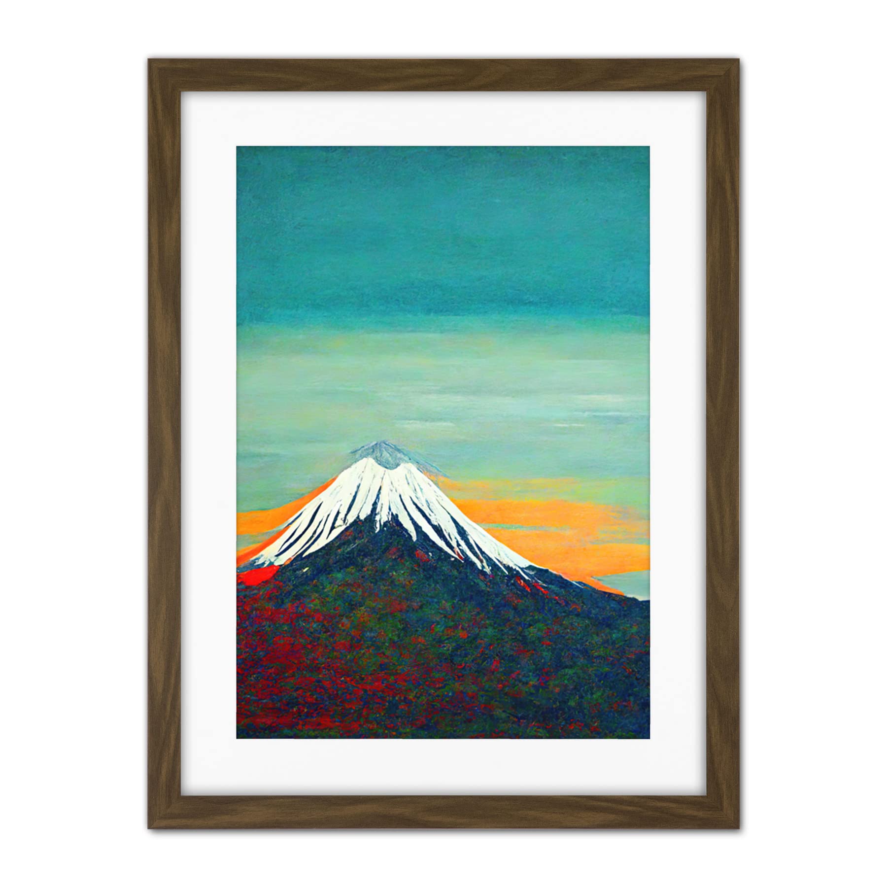 Doppelganger33 LTD Mount Fuji Volcano Peak At Sunrise Artwork Framed Wall Art Print 18X24 Inch