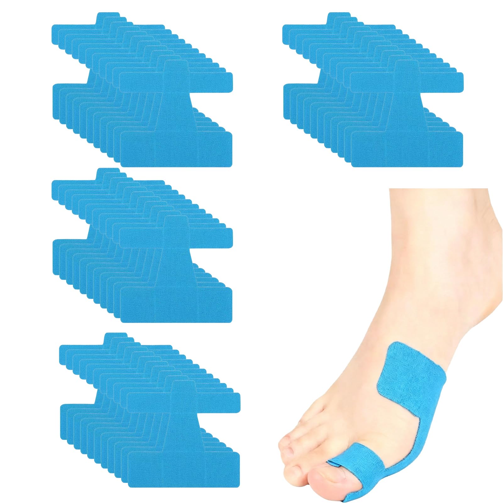 40 nastri kinesiologici per alluce valgo pretagliati, nastro kinesiologico per dita e piedi, per correzione dei piedi, nastro kinesiologico pretagliato, delicato sulla pelle, senza lattice, per uso