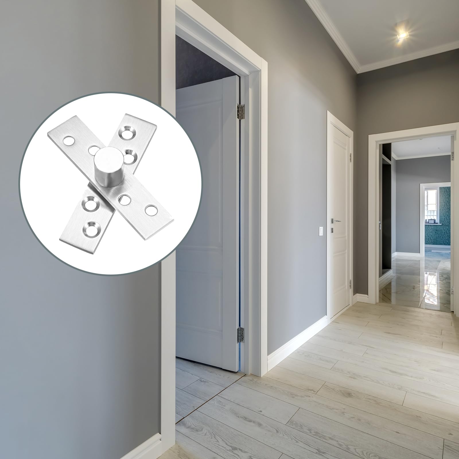 METALLIXITY 360 Degree Rotating Pivot Hinge (75 x 17mm), Stainless Steel Door Hinges - for Home Kitchen Gate Closet Cupboards - Image 3
