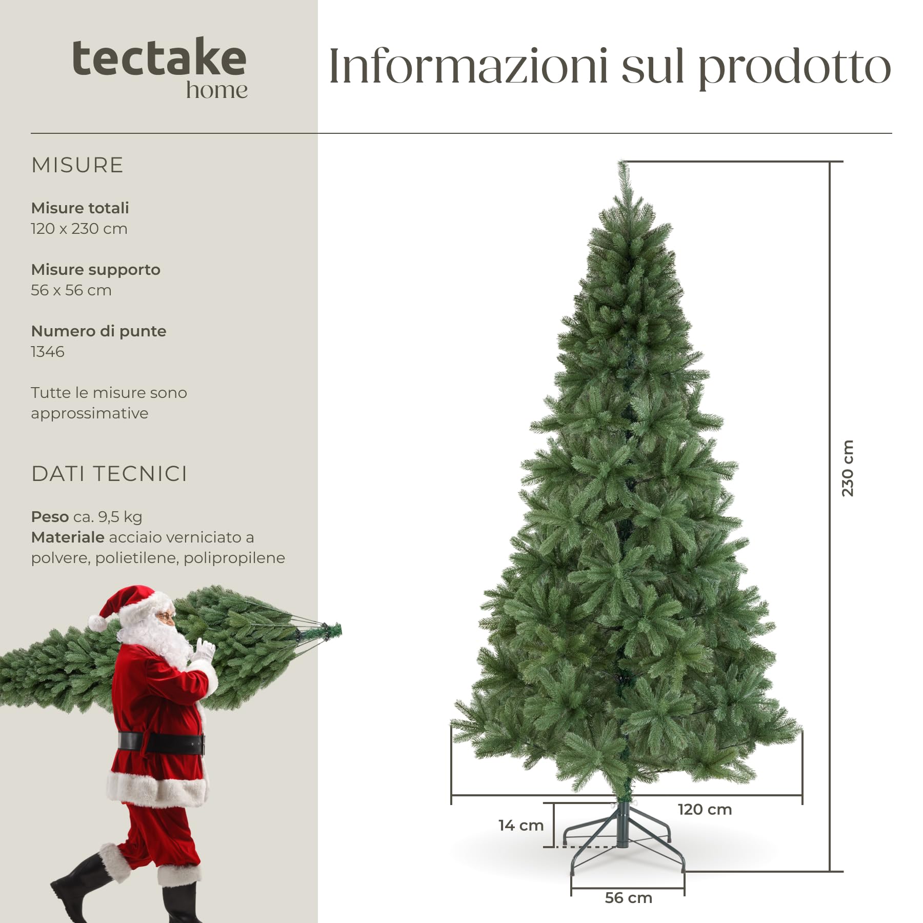 Albero Di Natale Artificiale 1,2m Con 440 Rami: Abete Rosso Incernierato, Supporto In Metallo Pieghevole, Non Illuminato, Per Casa E Ufficio - 2