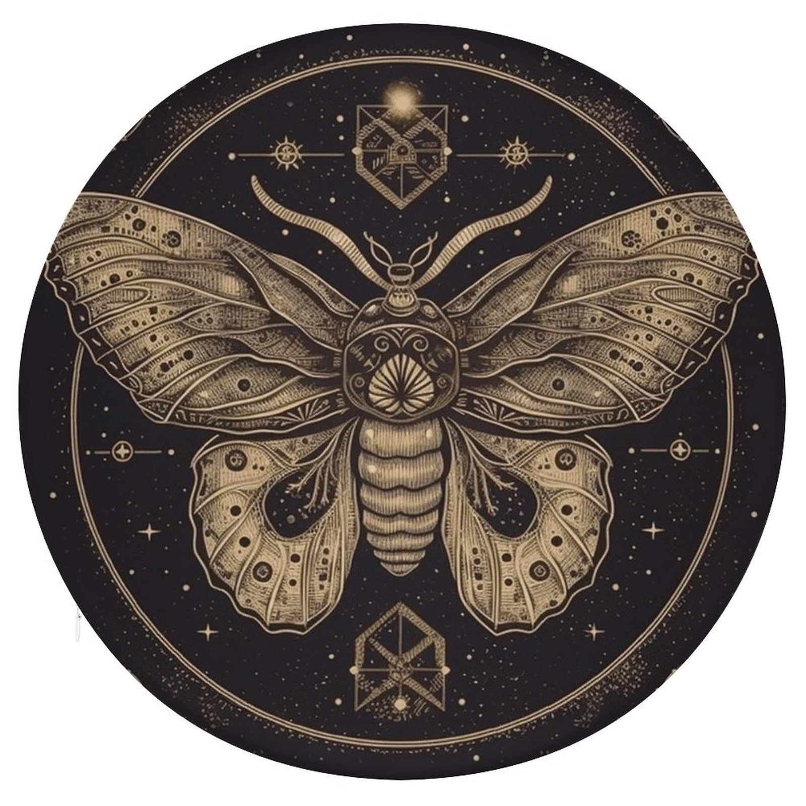 VstaDank Moth Round Cushion Memory Foam Seat Cushions 15In Comfort Meditation Floor Pillow Anti Slip Soft Stool Cushion Chair Pad for Tatami Living Room Yoga