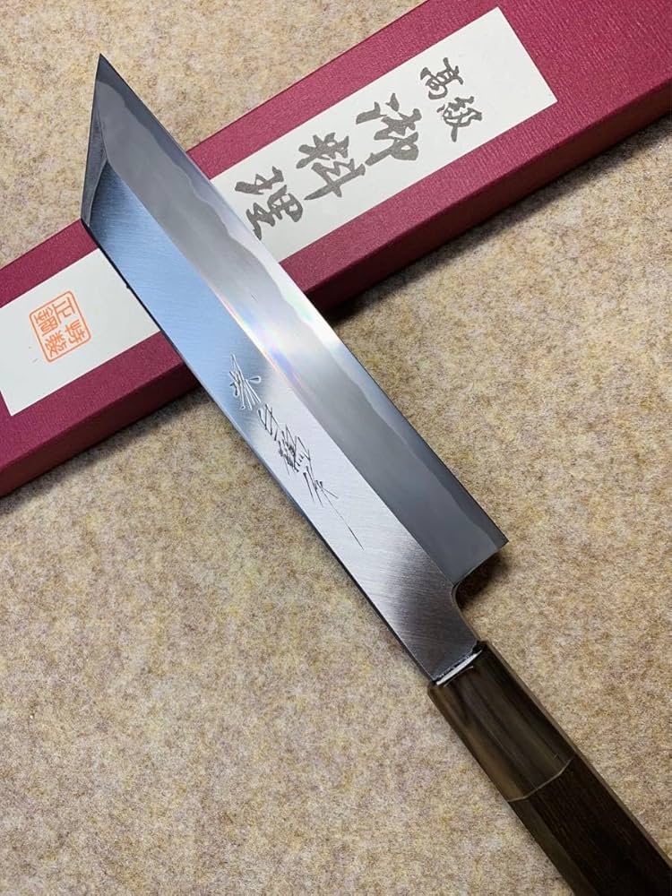 堺打刃物　出刃　包丁　白ニ鋼　7寸　水牛角柄 堺打刃物切付包丁白ニ鋼7寸 黒檀水牛八角柄（Amazon.co.jp