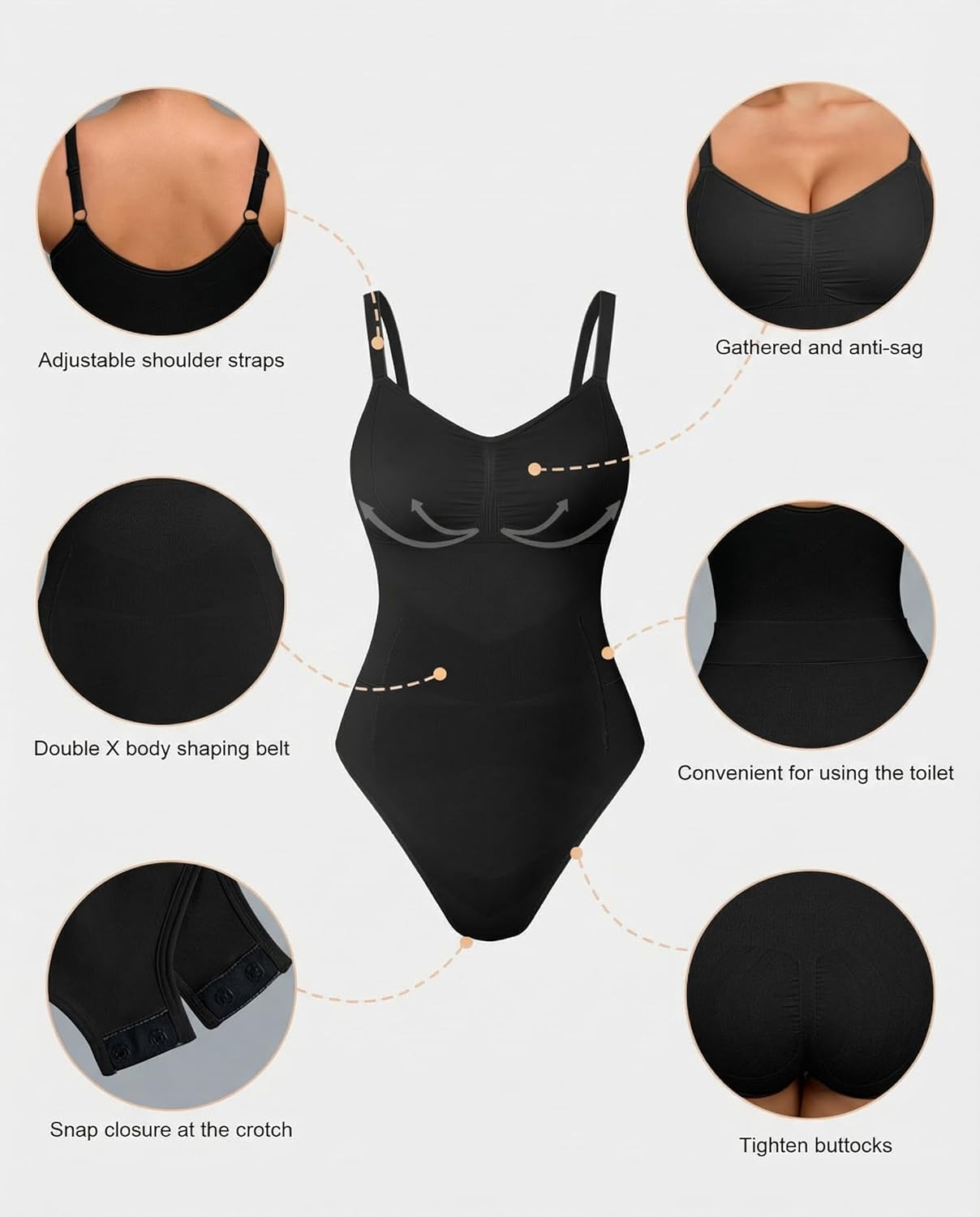 OQQ Women’s Shapewear Bodysuit Seamless Tummy Control Body Suit Soft Stretch Tank Top for Everyday Wear - Image 5