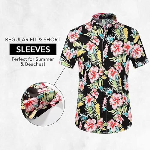Miniatura 5 de Camisa hawaiana para hombre, camisas de playa para hombre, camisas tropicales de manga corta, floral, casual, con botones