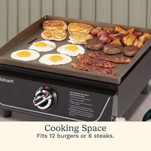 Miniatura 5 de Cuisinart Parrilla de gas de mesa de 17 pulgadas, fácil de montar, parrilla plana compacta para exteriores con taza de grasa, 255 pies cuadrados. En
