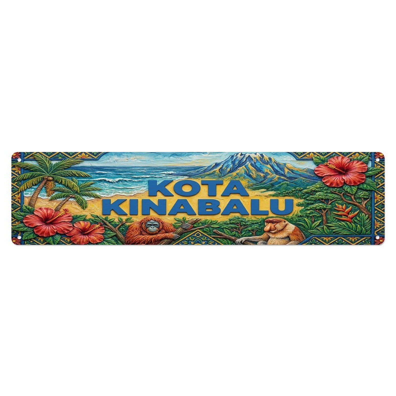 Gead 4X16inch Style Vintage Kota Kinabalu Malaysia Flag Pattern Metal Tin Sign