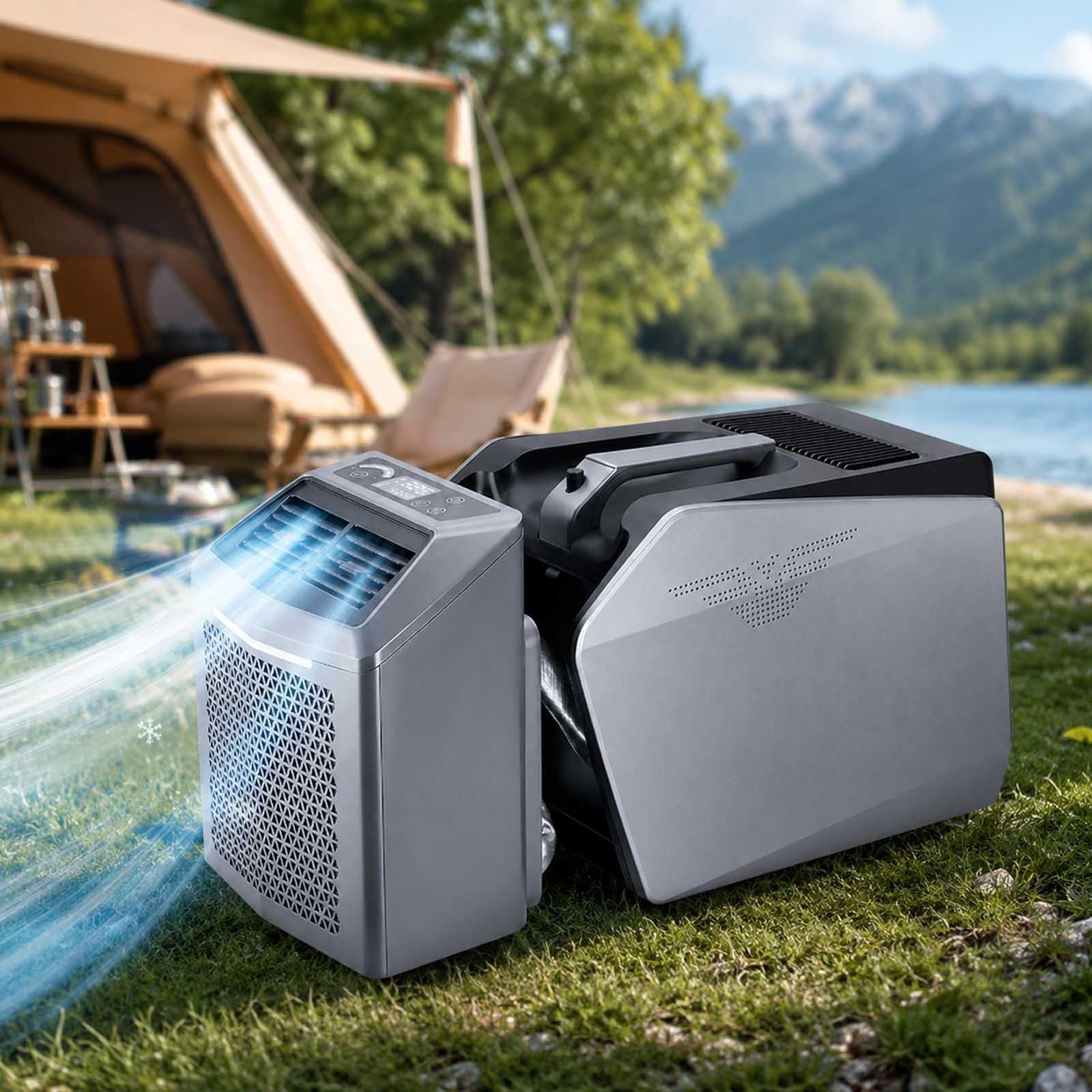 aromaoveite 6000 Btu Split Portable Air Conditioner, 48v Dc Camping Ac Unit With 45db Quiet Compressor Cooling, Remote Control, Dehumidifier & Sleep Mode For Rv, Tent, Van, Truck Cab And Small Room