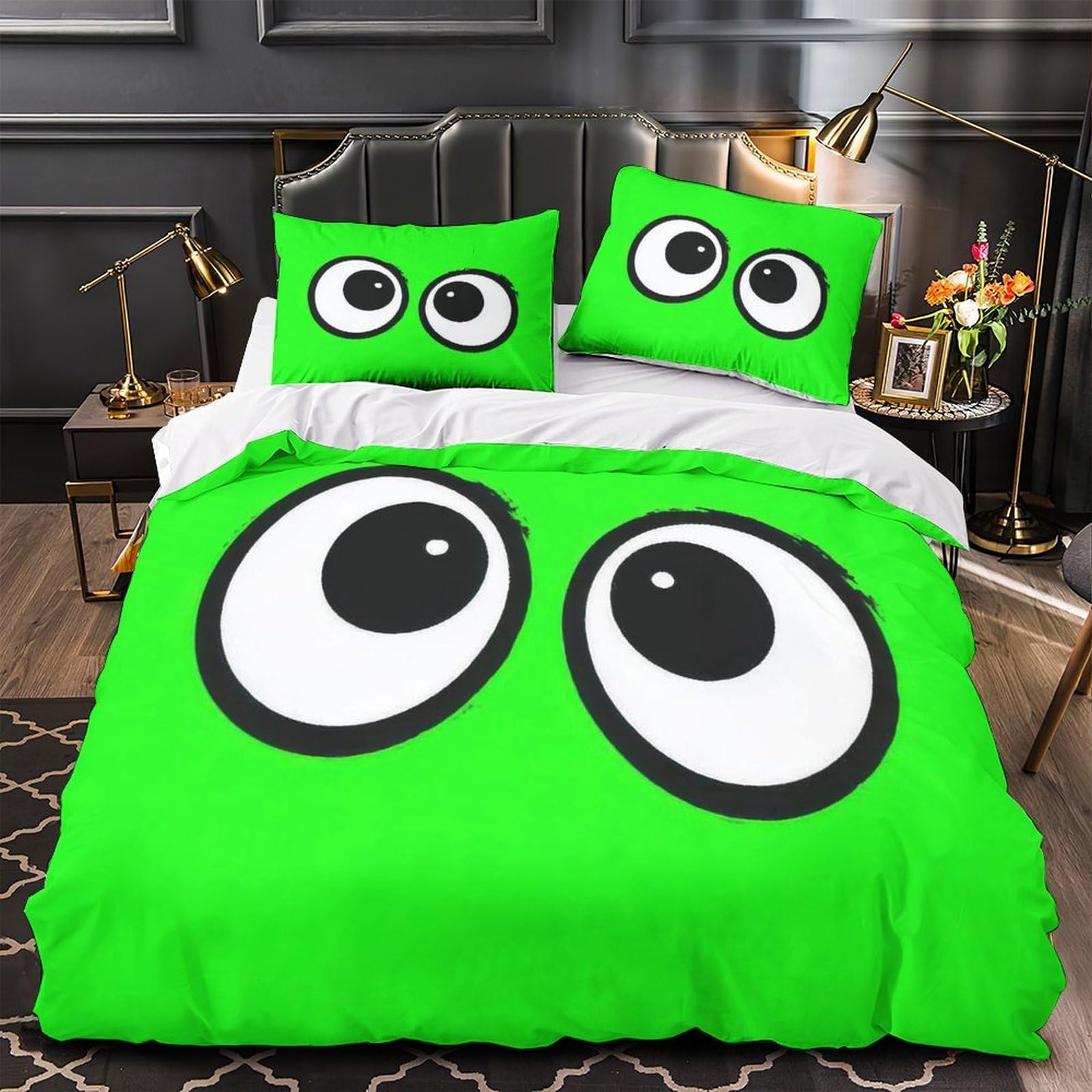 Parure lit double chat dessin animé pour chambre d'enfant et ado