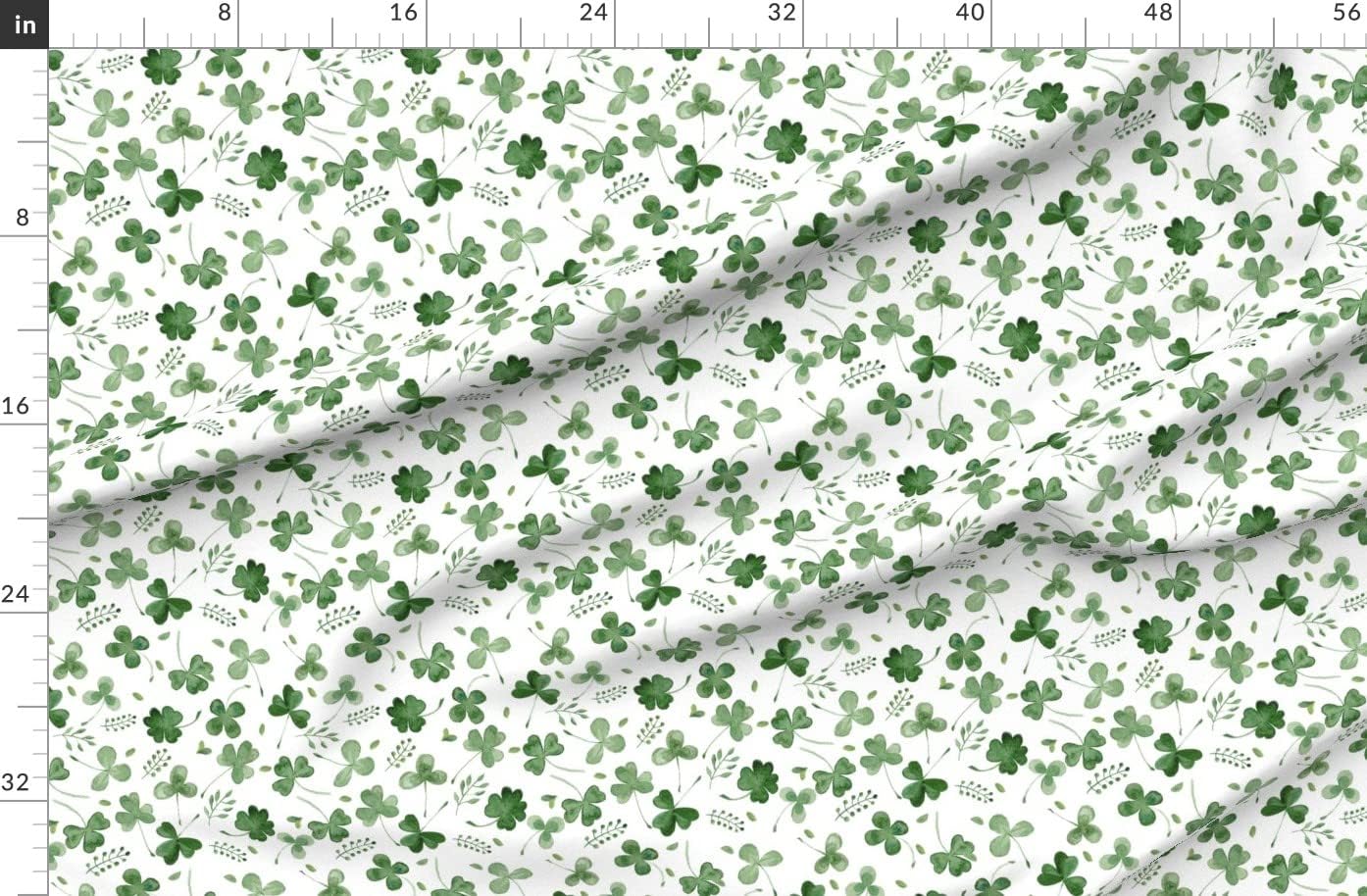 Spoonflower Fabric - Watercolor Shamrocks Shamrock Clover Green Patricks Day Irish Printed on Organic Cotton Sateen Fabric by The Yard - Sewing Quilting Apparel Home Decor