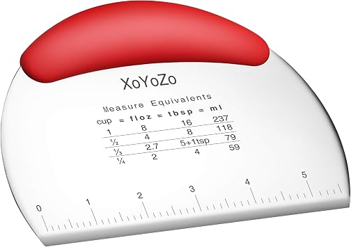 1 pcs Dough Pastry Scraper Chopper/Stainless Steel Dough Scraper Cutter with Ergonomic Rubber Non-Slip Grip/Dough Scraper Cutter/Pro Pastry Pizza Cutter Chopper Red
