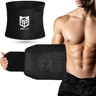 ROOTVOX Sweat Slim Belt for Women & Men, Sweat Burner Belt Stomach Shaping, 100% Neoprene Waist Trimmer Tummy Exercise, Ad... Price In India