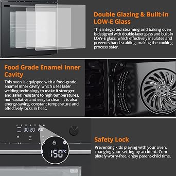 24 Inch Electric Single Wall Oven, 2.5 Cu.ft Built-in Convection System with 8 Cooking Functions in Stainless Steel, Touch Control