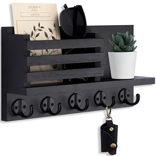 Lwenki Key Holder for Wall – Decorative Wooden Mail Holder