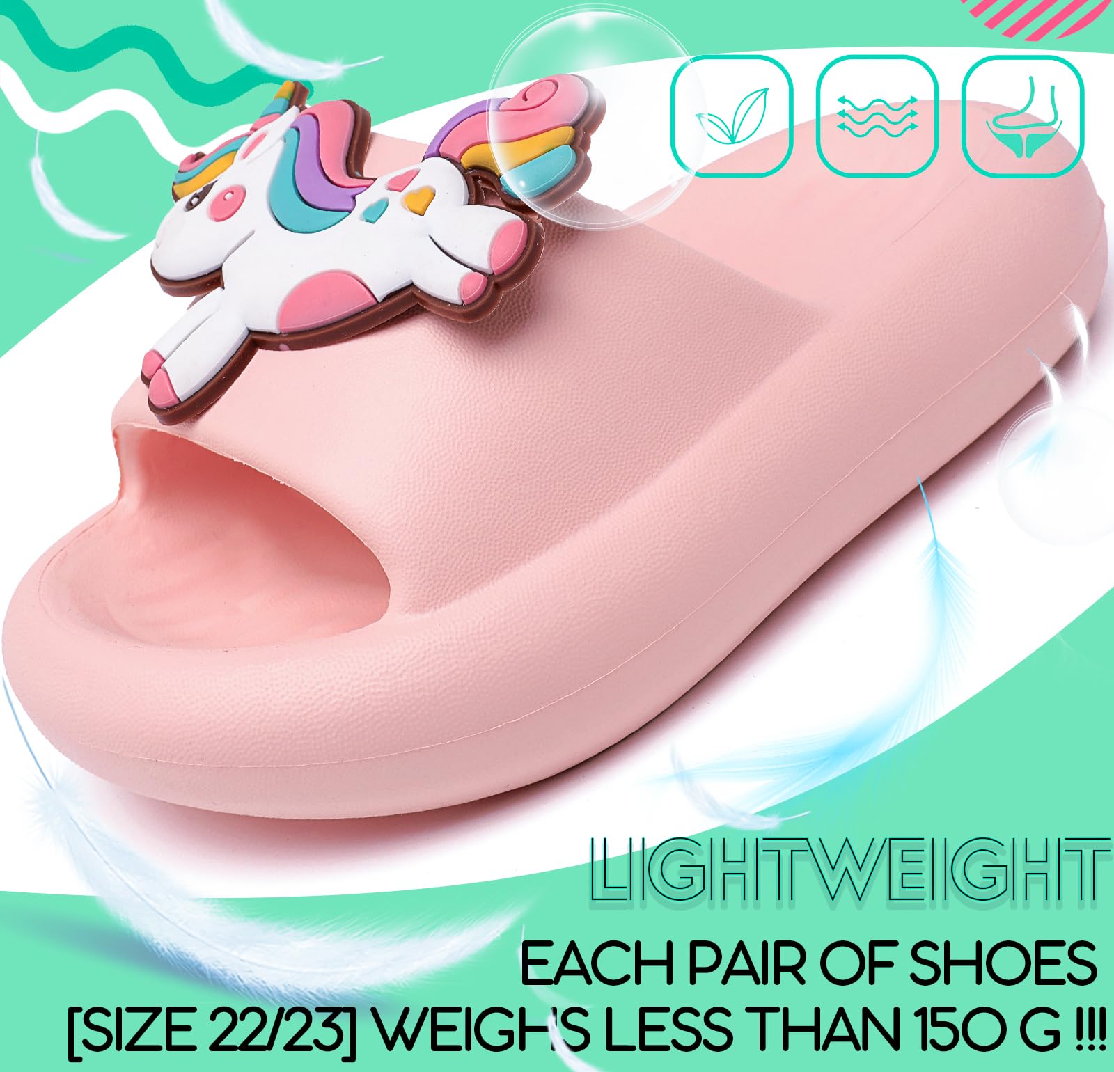 Chanclas de Baño Antideslizantes para Niños y Niñas - Ultraligeras <150g (Tallas 22/23 EU) - 20-36 EU, Sandalias Zapatillas EVA para Baño, Playa, Piscina, Jardín Interior y Exterior