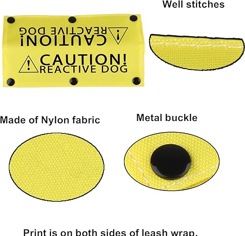 Miniatura 5 de BLUPARK Funny Dog Strap Sleeve - Precaution! Reactive Dog - Amarillo - Poliéster - 8.7 in x 2.4 in
