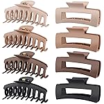 LuSeren Hair Clips for Women 4.3 Inch Large Hair Claw Clips for Women Thin Thick Curly Hair, Big Matte Banana Clips,Strong Hold jaw clips,Neutral Colors