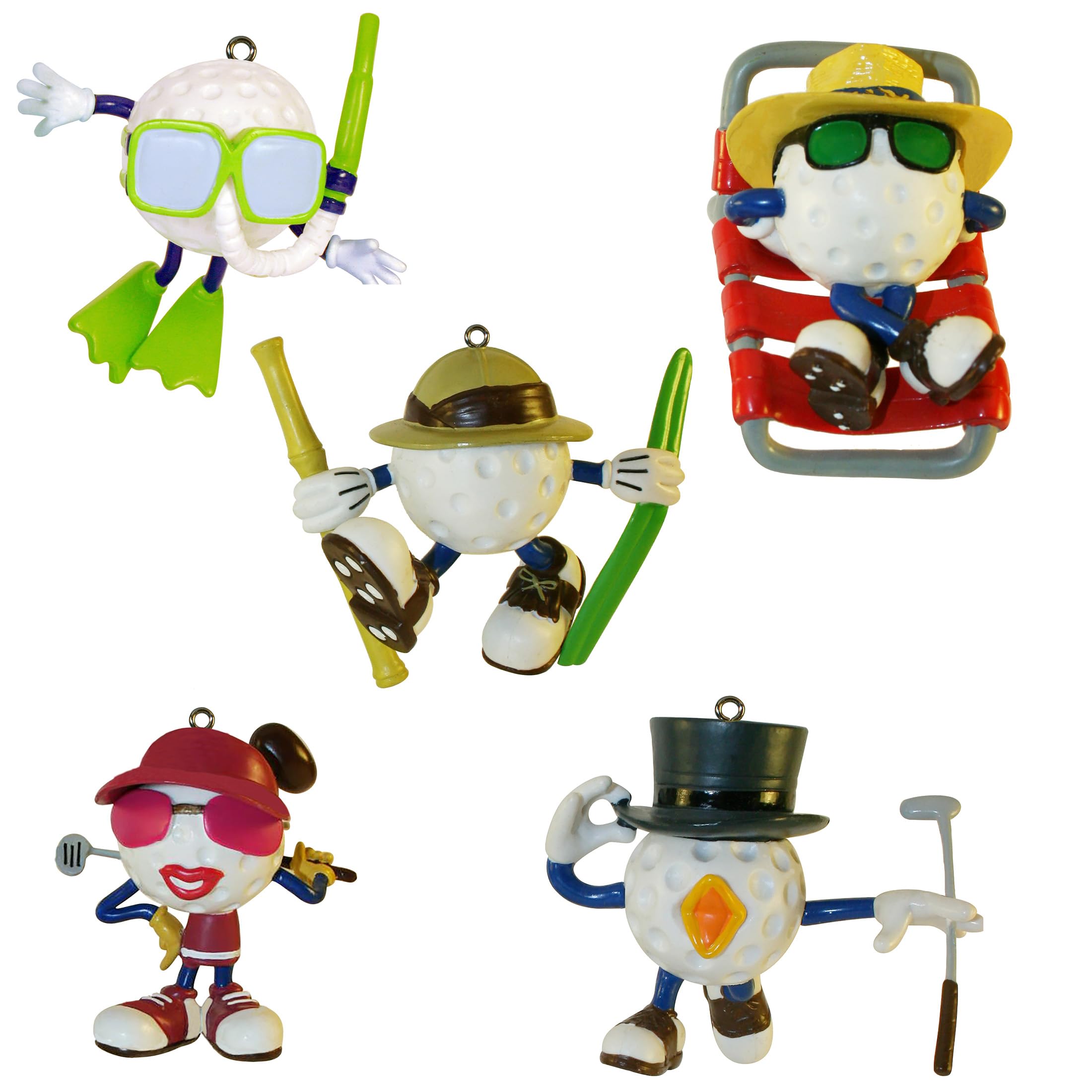Christmas Golf Ornaments Unique 2023 Polyresin Hanging Decorations for Golfers Set of 5