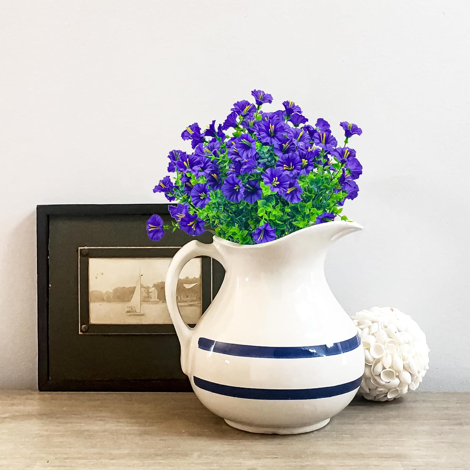 8 Bundles Artificial Fake Flowers for Outdoor - UV Resistant Fake Flowers Outdoor Faux Plastic Plants for Outside Patio,Porch,Garden Décor(Purple) - Image 8