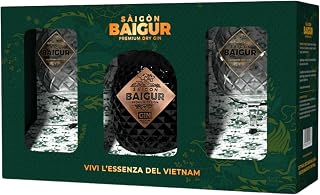 Saigon Baigur, Premium Dry Gin, 700ml, per Gin Tonic Esotico, Gin Confezione Regalo, Balloon Pack, Note Agrumate, 16 Botaniche, Gin Artigianale Vietnamita, Distillato in Alambicchi di Rame, 43% Vol.