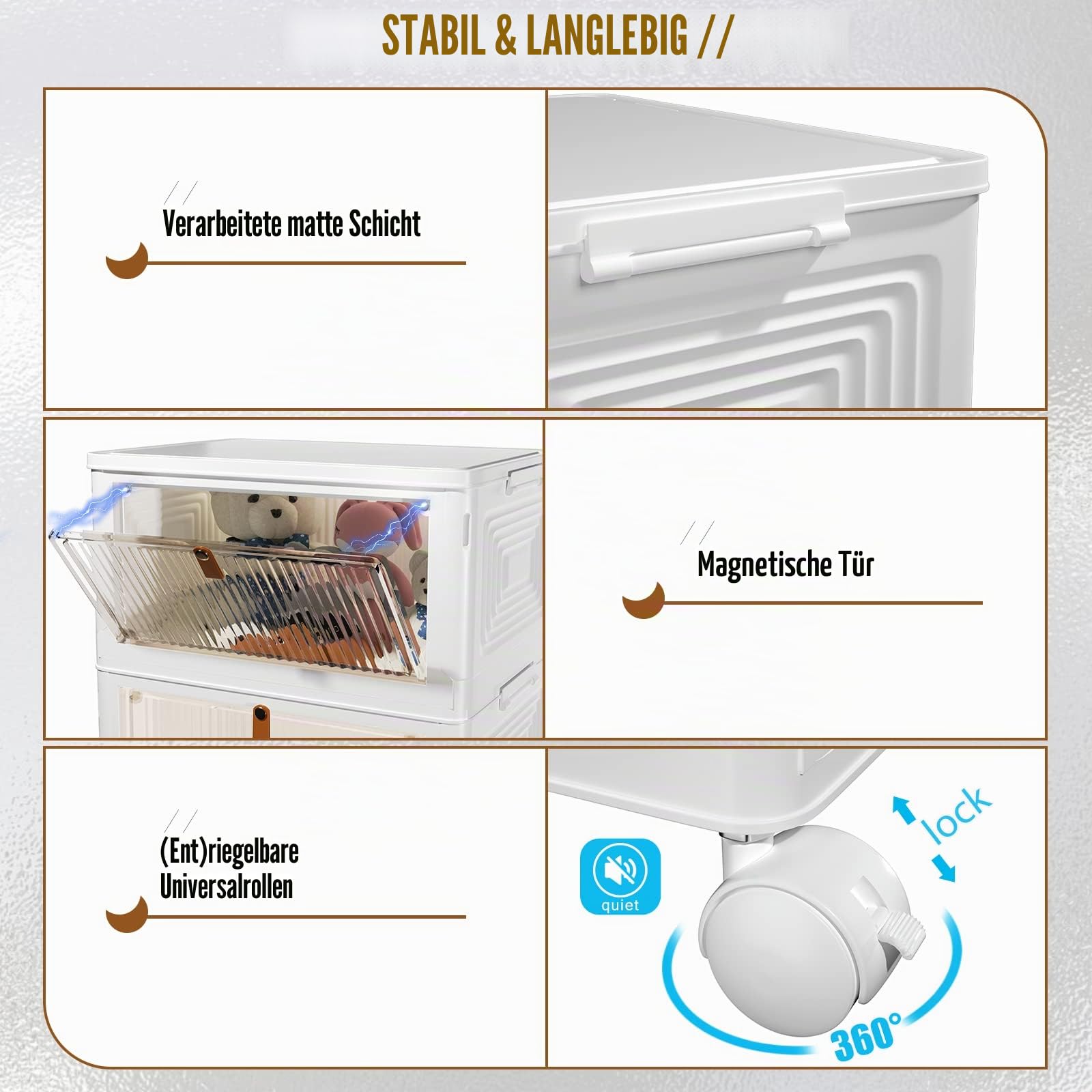 66L Aufbewahrungsbox Mit Deckel, Organizer, 3 Ebenen, stapelbare Behälter für Aufbewahrung, Aufbewahrungsboxen mit Deckel, Aufbewahrungsbehälter, Büro, langlebige faltbare Aufbewahrungsboxen（69Qt）