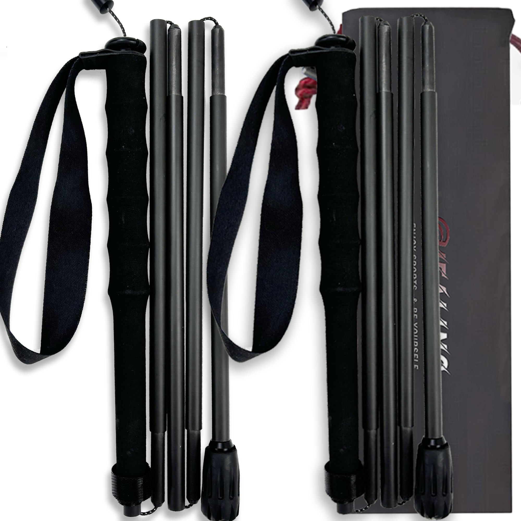 OKHEALING Trekking Poles 【ultralight 】Carbon Fiber 5 Sections, Set of 2, Hiking Poles Mountaineering Equipment Walk Cap Moisture Wicking with Storage Bag,Unisex (120cm)