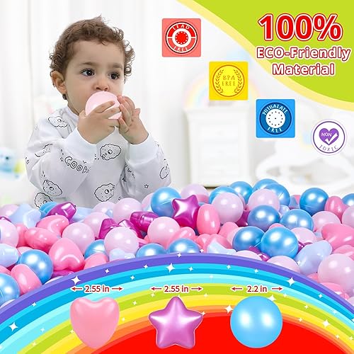Miniatura 151 de STARBOLO Pelotas de estrella para niños pequeños, 100 unidades, estrellas de 2.55 pulgadas, sin ftalatos, sin BPA, no tóxicas, a prueba